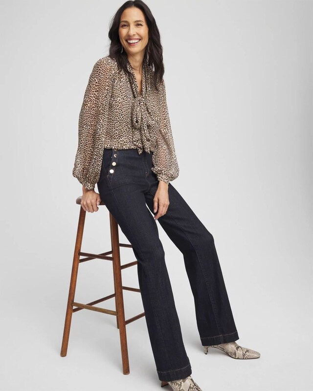 Leopard Print Bow Blouse - image 2